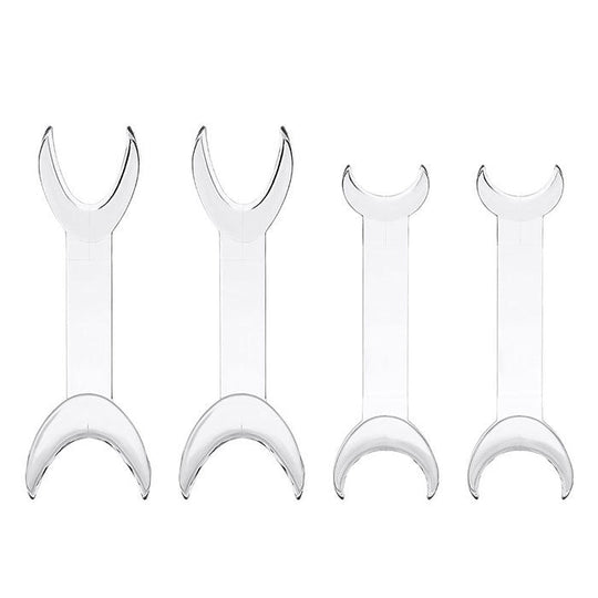 Dental T-Shape Double Head Cheek Retractors Mouth Opener Large & Small Black/Transparent 4Pcs/Set