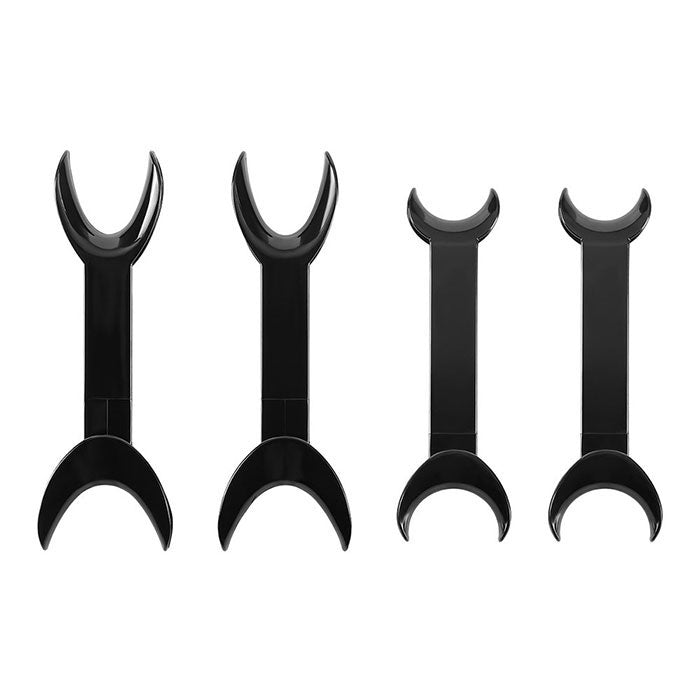 Dental T-Shape Double Head Cheek Retractors Mouth Opener Large & Small Black/Transparent 4Pcs/Set