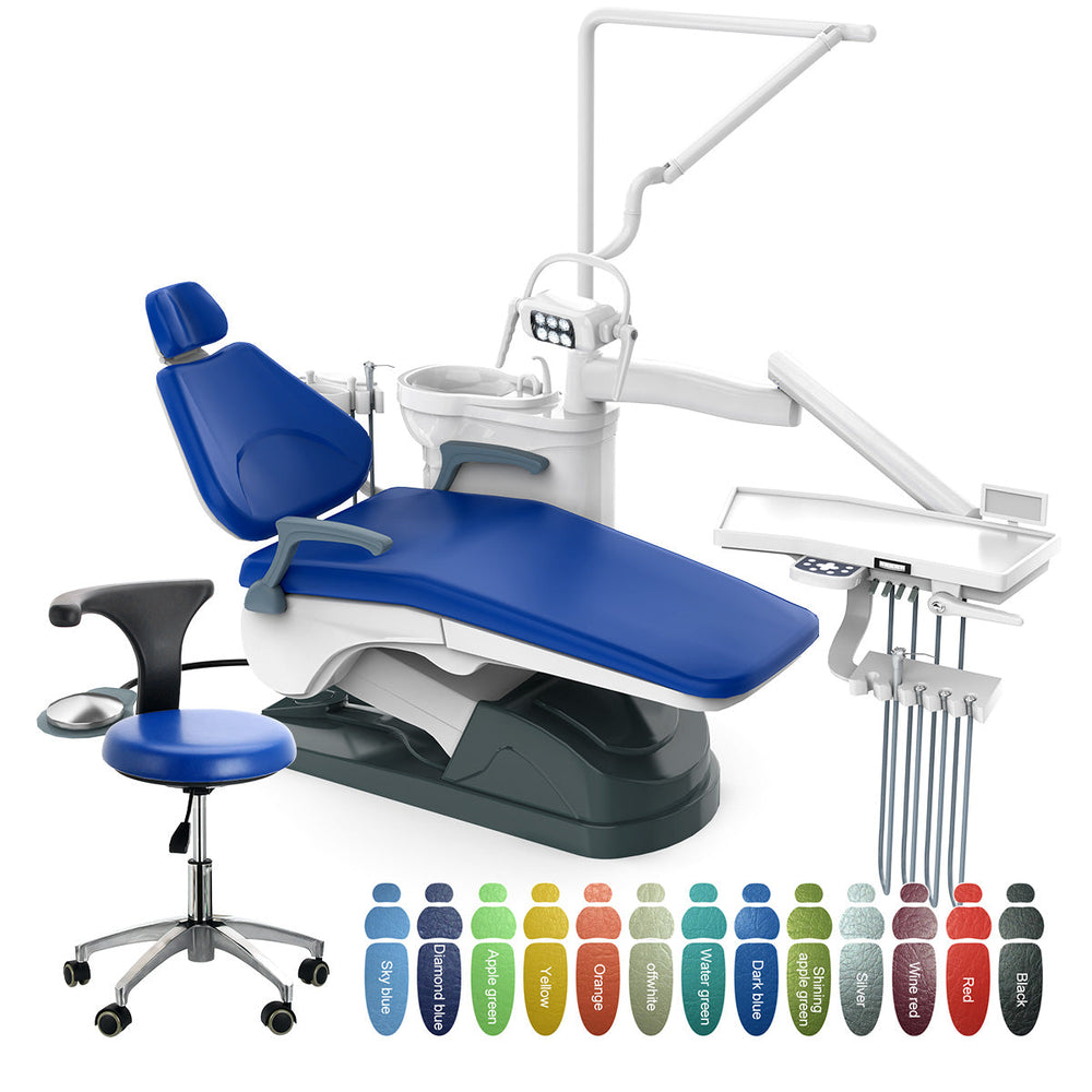 Dental Unit Chair J2688-A1 DC Motor Hard Leather Stool Sapphire Blue