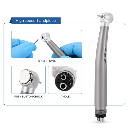 Dental Stainless Body Shadowless LED E-generator High and Low Speed Handpiece 2/4 Holes