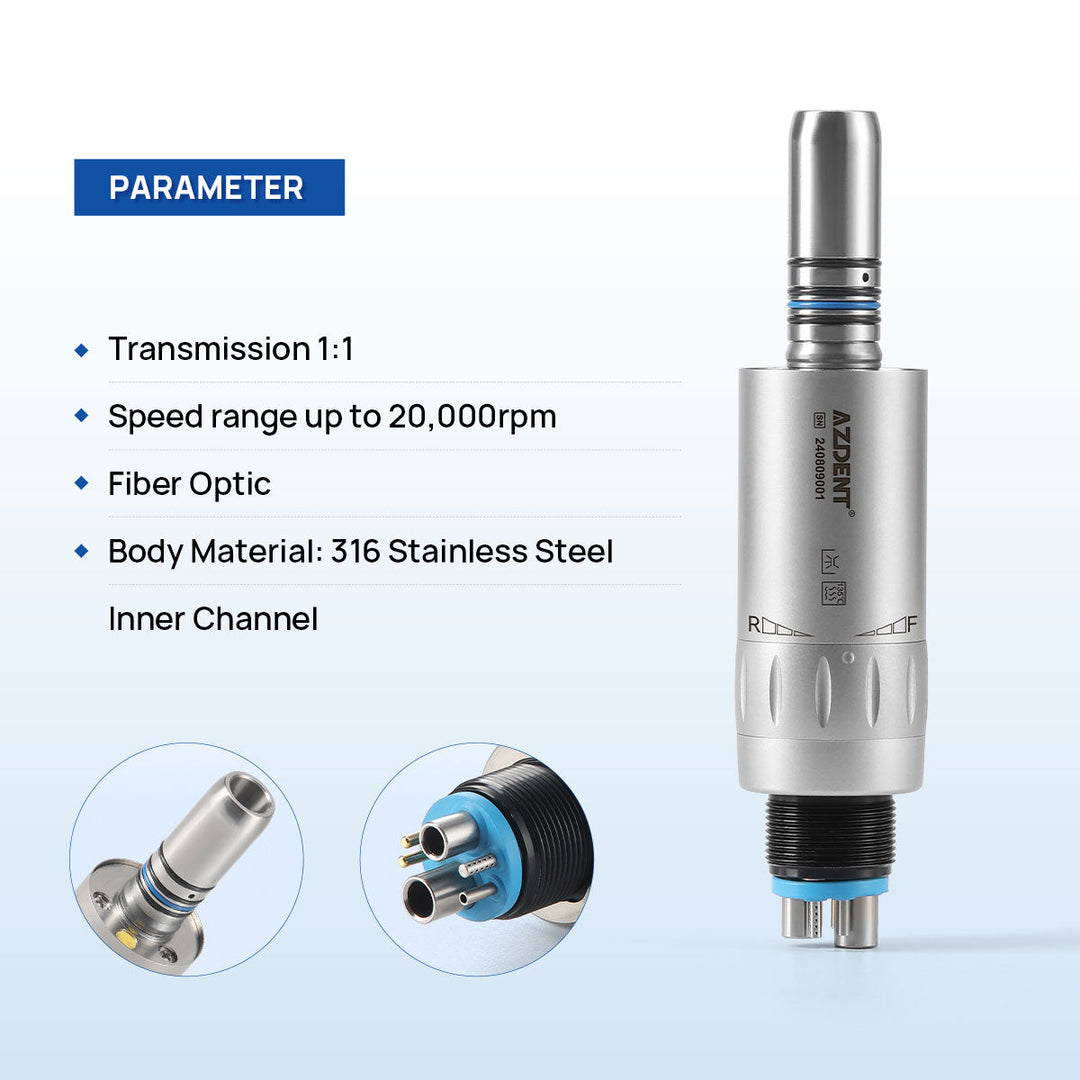 Dental Mini 1:5 Fiber Optic Increasing Electric Contra Angle Handpiece / Mini Fiber Optic Air Motor 6 Hole