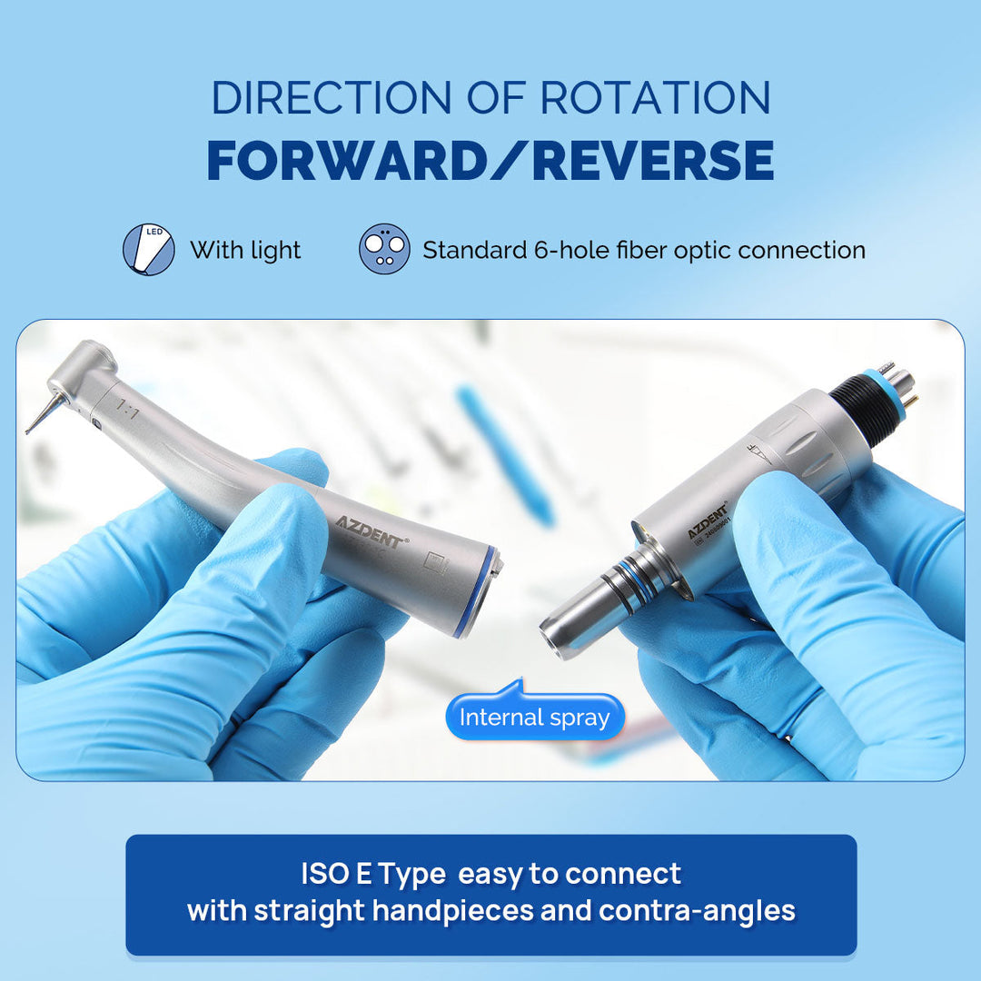 Dental Mini 1:5 Fiber Optic Increasing Electric Contra Angle Handpiece / Mini Fiber Optic Air Motor 6 Hole