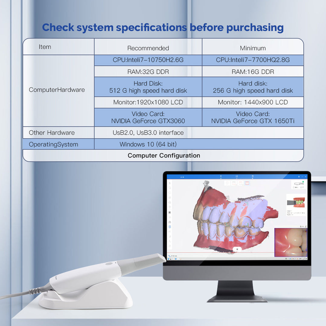 Dental 3D Intraoral Scanner with Software AI Tech Real Color CAD/CAM Digital Impression USB