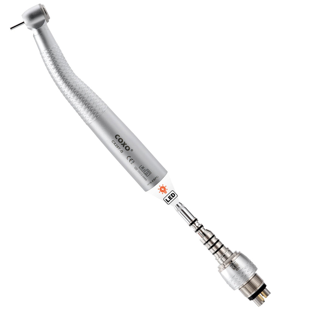 COXO Dental Fiber Optic High Speed Air Turbine Handpiece Standard Head H16-KSPQ & 6 Holes LED Quick Coupler CX229-GK