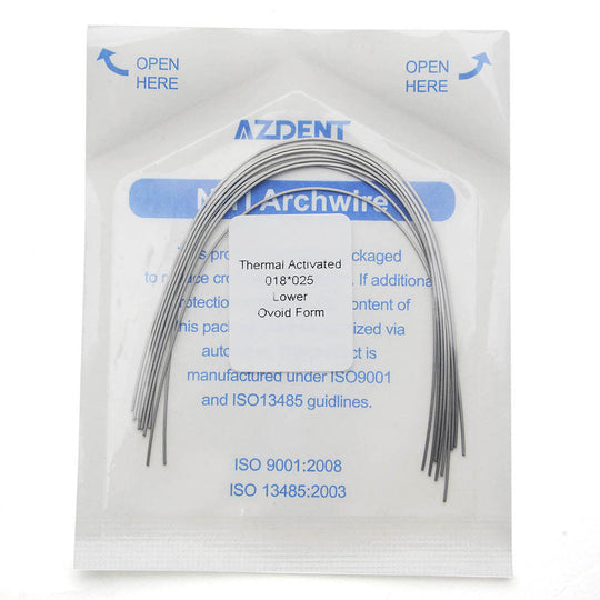 Thermal Active NiTi Archwire Ovoid Form Rectangular 0.018 x 0.025 Lower 10pcs/Pack