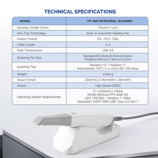 Dental 3D Intraoral Scanner with Software AI Tech Real Color CAD/CAM Digital Impression USB