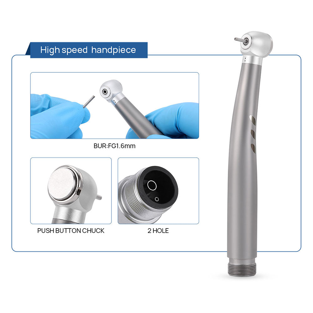 Dental High and Low Speed Handpiece Kit Stainless Body Shadowless LED E-generator 2/4 Holes