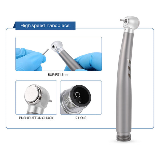 Dental High and Low Speed Handpiece Kit Stainless Body Shadowless LED E-generator 2/4 Holes