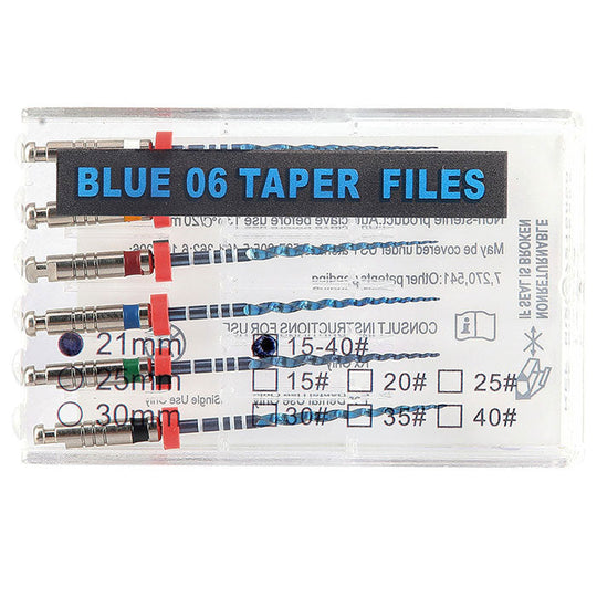 Dental NiTi Endo Blue Engine Use Rotary File 21mm/25mm Taper .04/.06 #15-40 6pcs/Pack