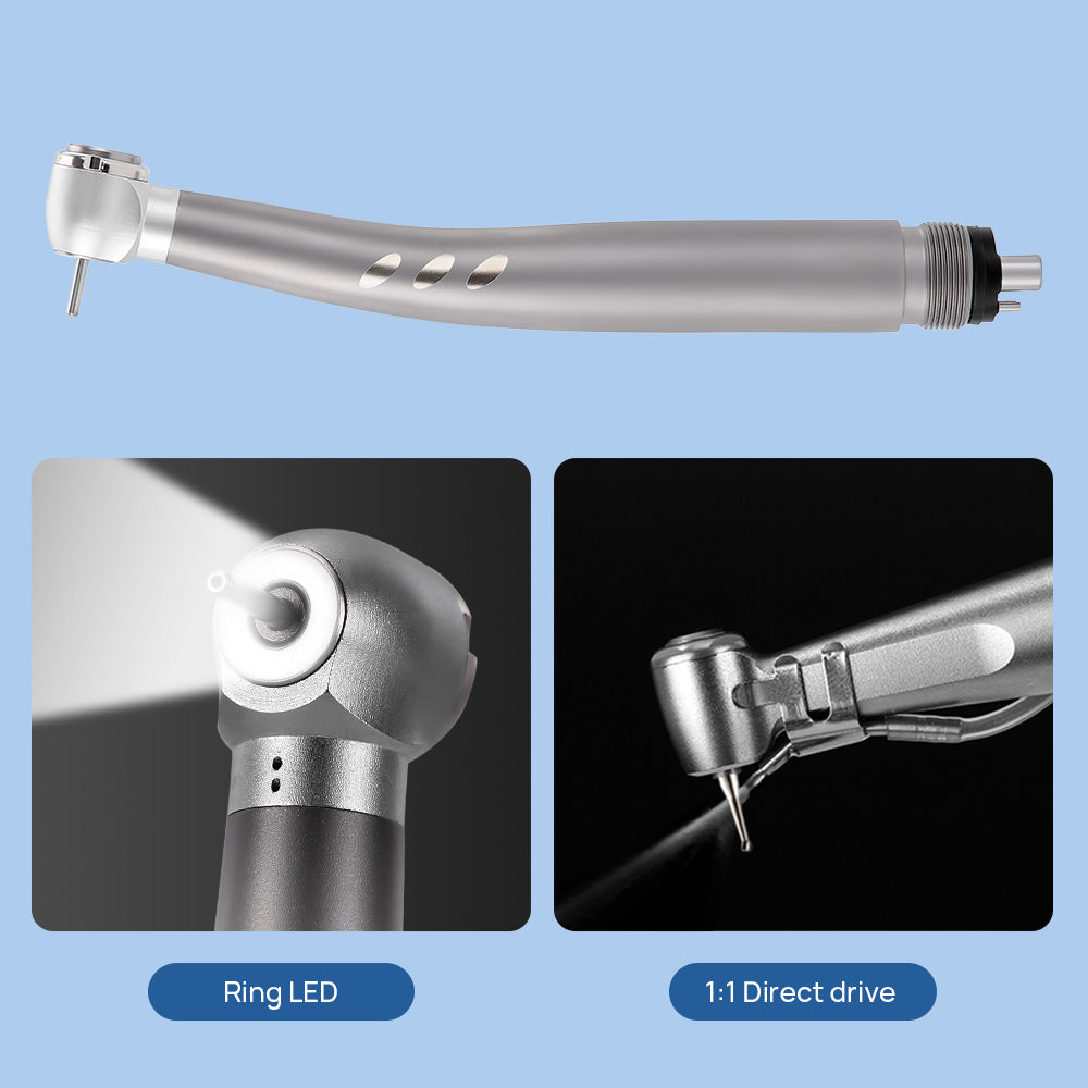 Dental High and Low Speed Handpiece Kit Stainless Body Shadowless LED E-generator 2/4 Holes