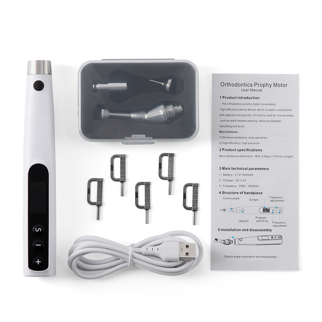 Dental Wireless Electric Orthodontic Handpiece Interproximal System Prophy Motor & 5pcs Strips