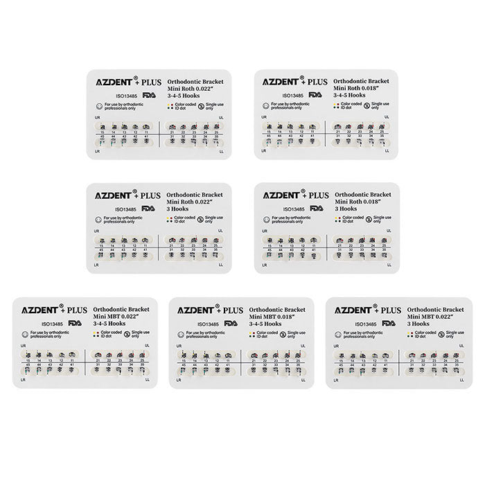 PLUS Dental Metal Brackets Braces Mini Roth/MBT .022/.018 Hooks 3/3-4-5 20pcs/Pack