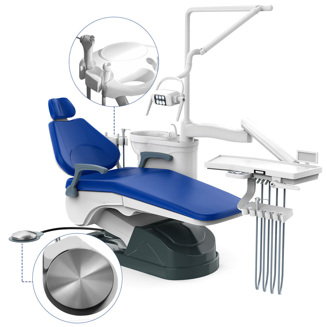 Dental Unit Chair J2688-A1 DC Motor Hard Leather Stool Sapphire Blue