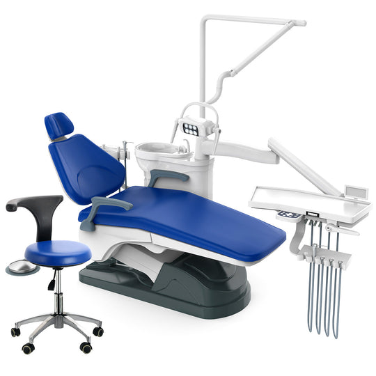 Dental Unit Chair J2688-A1 DC Motor Hard Leather Stool Sapphire Blue