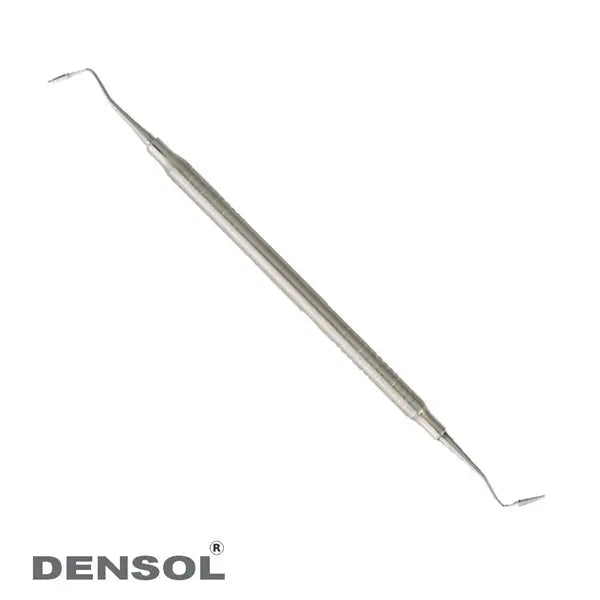 Dental Filling Instrument Mortonson 1/1.2mm, stainless steel dental tool with double-ended tips, cylindrical handle, used for composite filling procedures, professional dental equipment by Densol