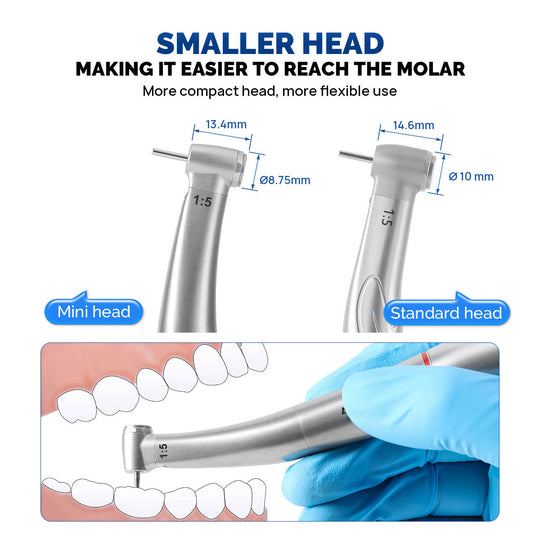 Dental Mini 1:5 Fiber Optic Increasing Electric Contra Angle Handpiece / Mini Fiber Optic Air Motor 6 Hole