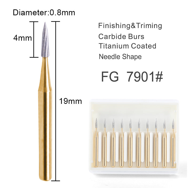 Dental Carbide Burs FG 7901 Needle Shaped Trimming & Finishing 10pcs/Box