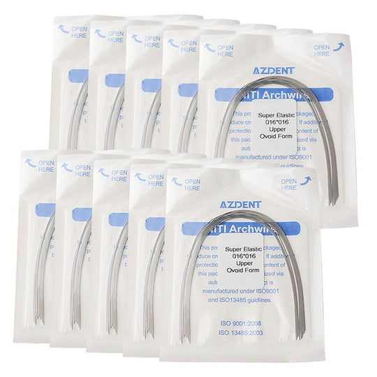 Archwire Niti Super Elastic Ovoid Form Rectangular 0.016 x 0.016 Upper 10pcs/Pack