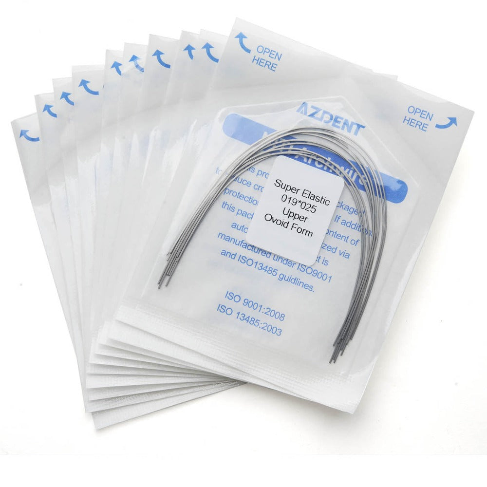 Archwire Niti Super Elastic Ovoid Rectangular 0.019 x 0.025 Upper 10pcs/Pack