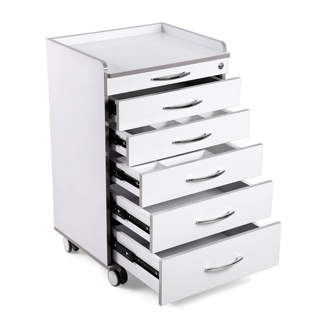 Dental NW-P4 Acrylic Mobile Cabinet Cart Five Drawers & Two Instrument Tray