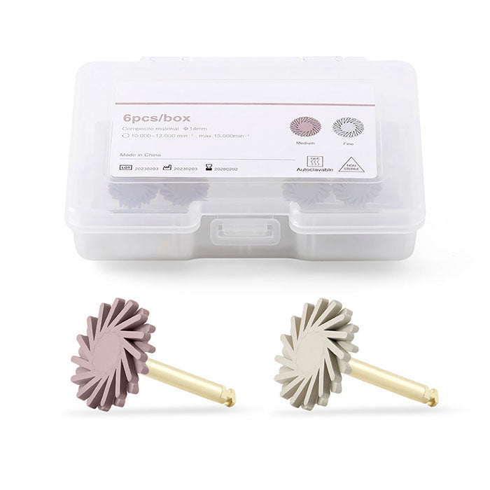 Dental Composite Polishing Wheel Medium Fine CA 2.35mm Silicone With Diamond 6pcs/Box