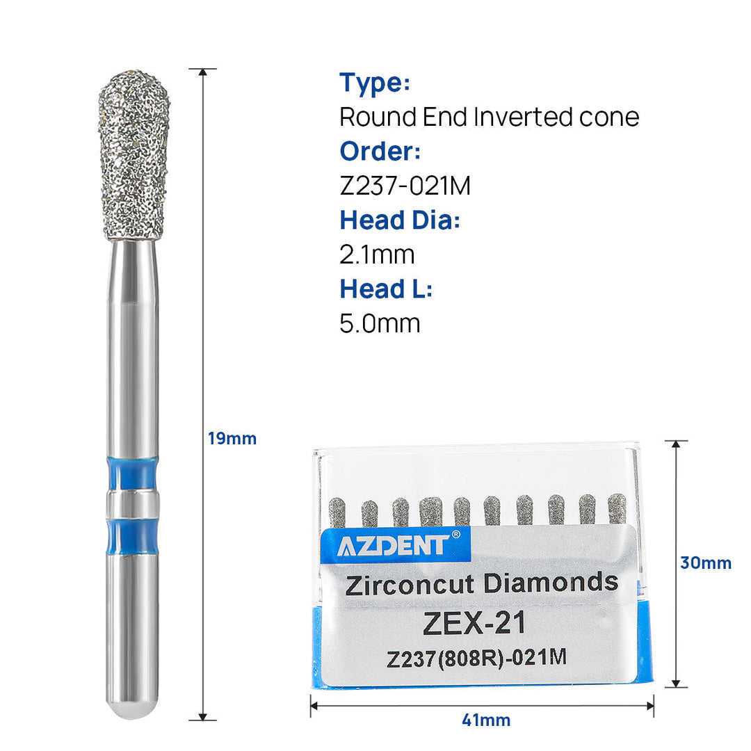 Dental Diamond Burs FG Cutting Zirconia Ceramic Round End