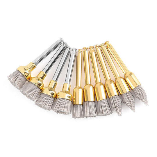 Dental Polishing Brush Flat/Sharp/Bowl For Contra Angle Handpiece Silicon Carbide/Aluminium Oxide 10pcs/Kit