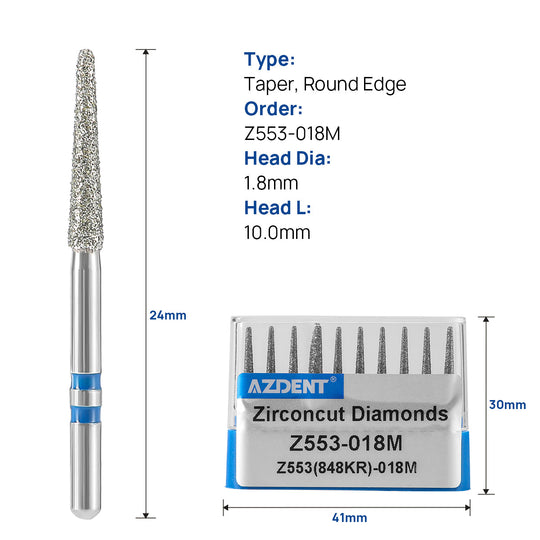 Dental Diamond Burs FG Cutting Zirconia Ceramic Taper 10pcs