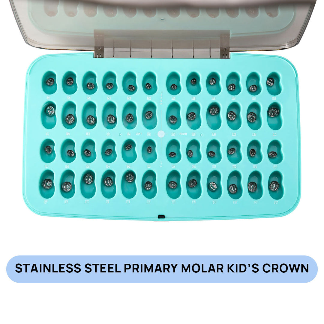 Dental Stainless Steel Kids Crown Primary Molar Temporary Crowns Kit 48pcs/Box