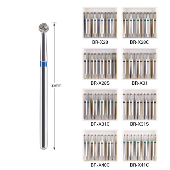 Dental Diamond Burs Drills Ball Round FG 1.6mm for High Speed Handpiece 10pcs/Pk