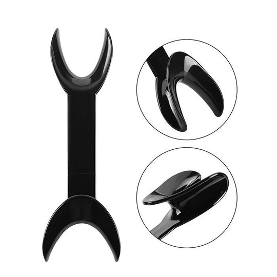 Dental T-Shape Double Head Cheek Retractors Mouth Opener Large & Small Black/Transparent 4Pcs/Set