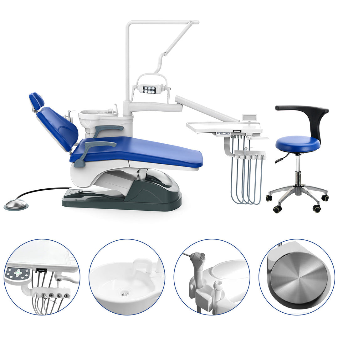 Dental Unit Chair J2688-A1 DC Motor Hard Leather Stool Sapphire Blue