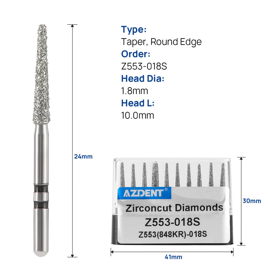 Dental Diamond Burs FG Cutting Zirconia Ceramic Taper 10pcs