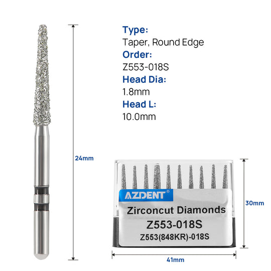 Dental Diamond Burs FG Cutting Zirconia Ceramic Taper 10pcs