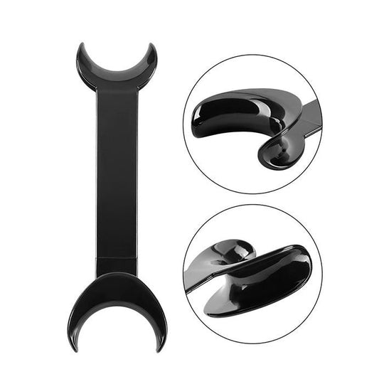 Dental T-Shape Double Head Cheek Retractors Mouth Opener Large & Small Black/Transparent 4Pcs/Set