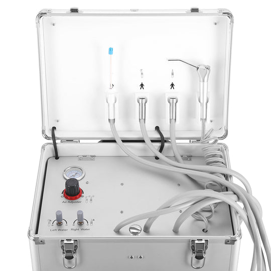 Portable Dental Turbine Machine Dental Delivery Unit Suction System with Air Compressor 4 Holes BD-402B Pull Rod