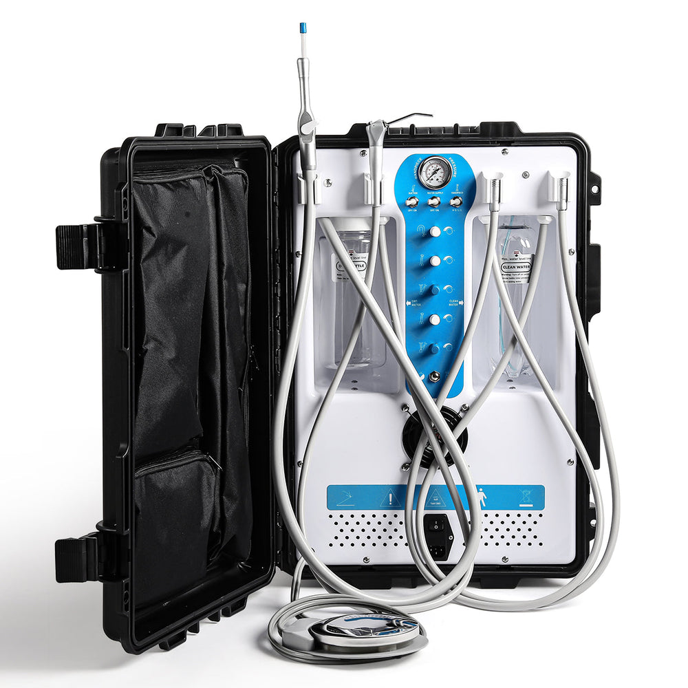 Portable Dental Mobile Delivery Unit P204S High Suction with Air Compressor 4 Hole