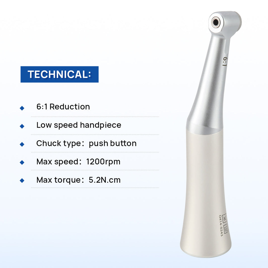 Dental 6:1 Reduction Endo Handpiece Contra Angle Mini Head Push Button