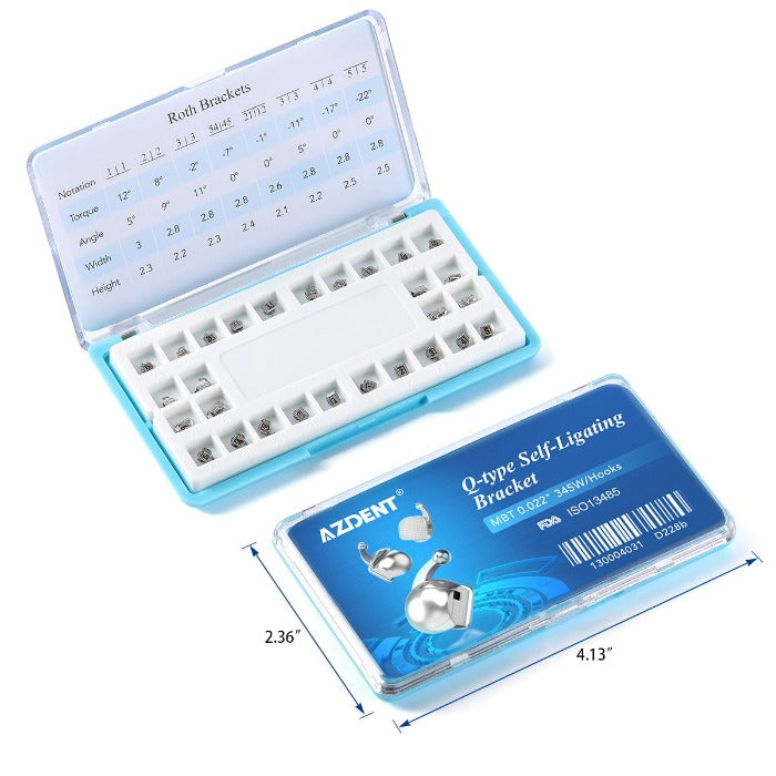 Dental Q-type Self-Ligating Brackets Roth/MBT .022 Hooks On 345 With Buccal Tubes 28pcs/Box