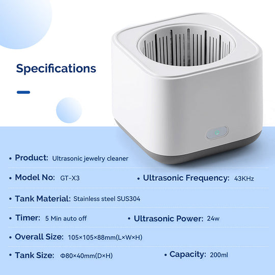 Ultrasonic Cleaner 200ML Stainless Steel with Digital Timer Touch Screen Control