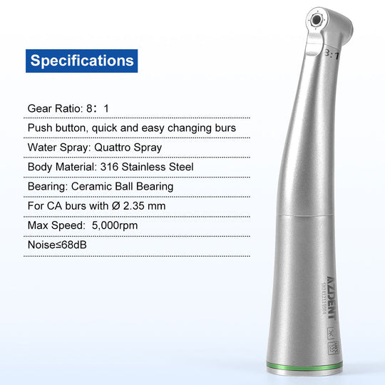 Dental Mini 8:1 Low Speed Handpiece Contra Angle Quattro Spray