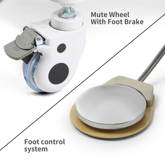 Portable Dental Mobile Cart Delivery Unit 4 Holes with Air Compressor Built-in Woodpecker Ultrasonic Scaler & Curing Light