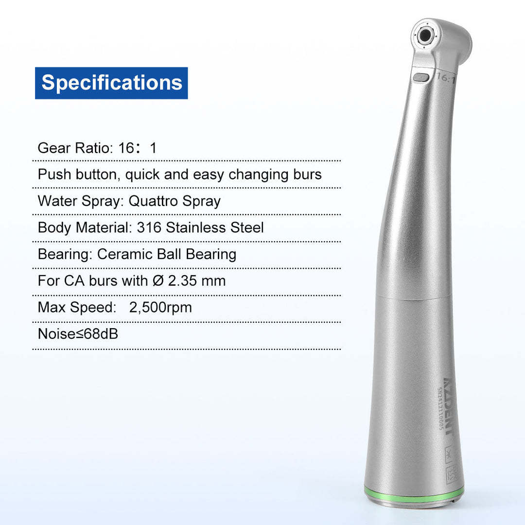 Dental Mini 16:1 Fiber Optic Contra Angle Handpiece