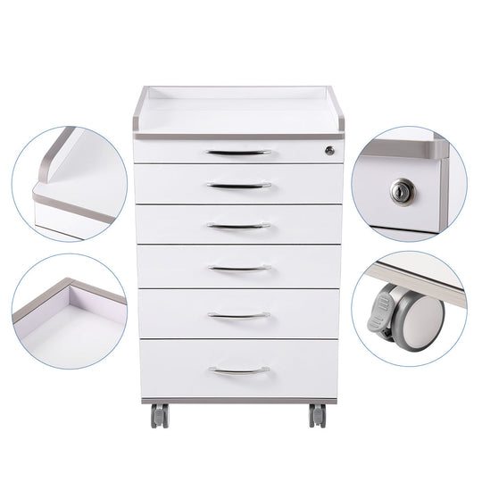 Dental NW-P4 Acrylic Mobile Cabinet Cart Five Drawers & Two Instrument Tray