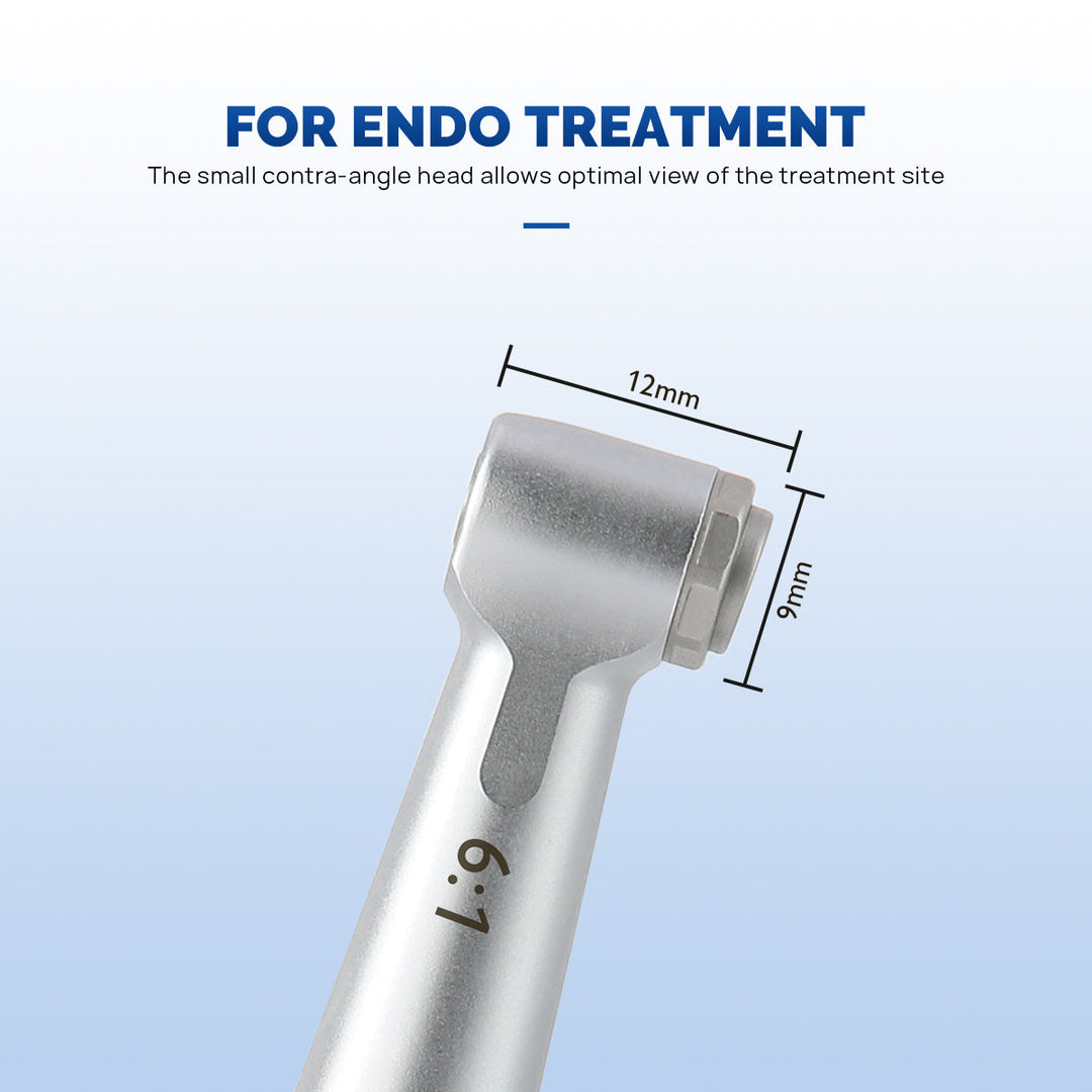 Dental 6:1 Reduction Endo Handpiece Contra Angle Mini Head Push Button