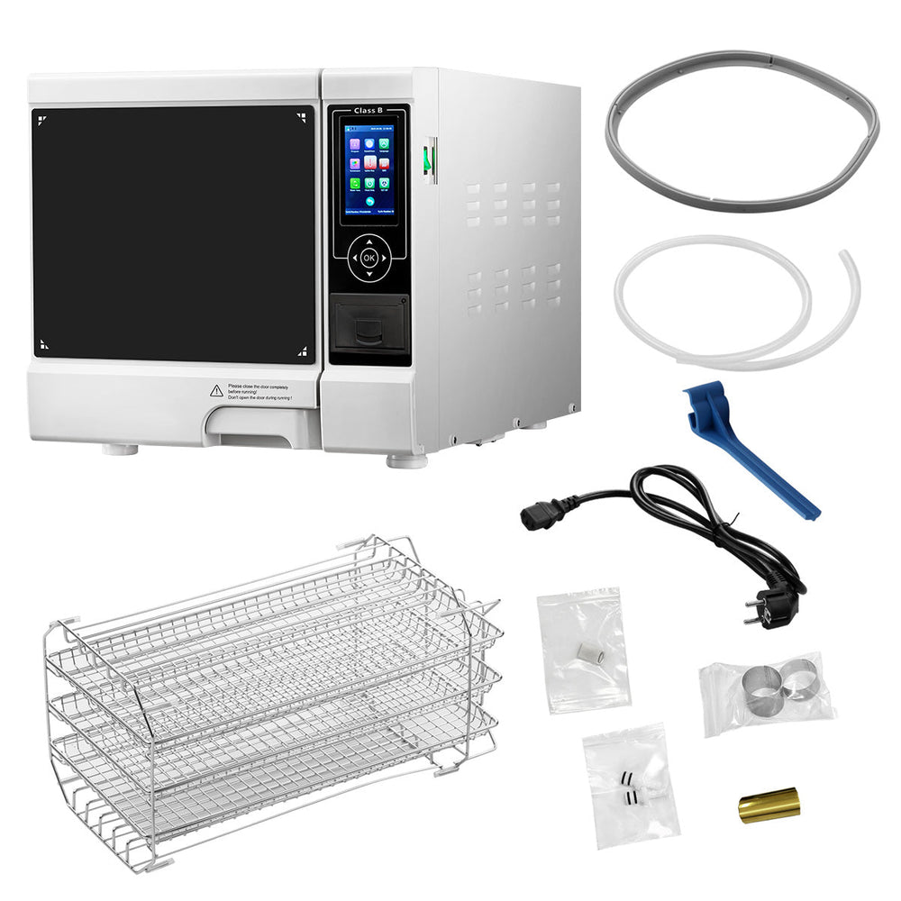 Dental Autoclave Steam Sterilizer Table Top LCD Built-in Printer Class B Dry Function 22L