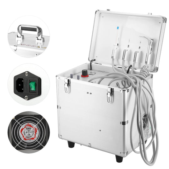 Portable Dental Turbine Machine Dental Delivery Unit Suction System with Air Compressor 4 Holes BD-402B Pull Rod