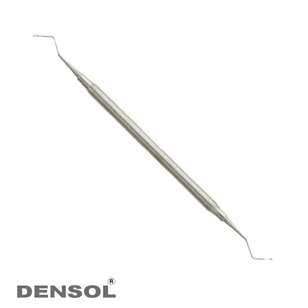 Dental Filling Ball Burnishers 0.8/1mm: Stainless steel dental instrument with long, slender handle and curved ends for composite filling procedures. Features 6mm round hollow handle and double-ended design for versatile use in restorative dentistry.