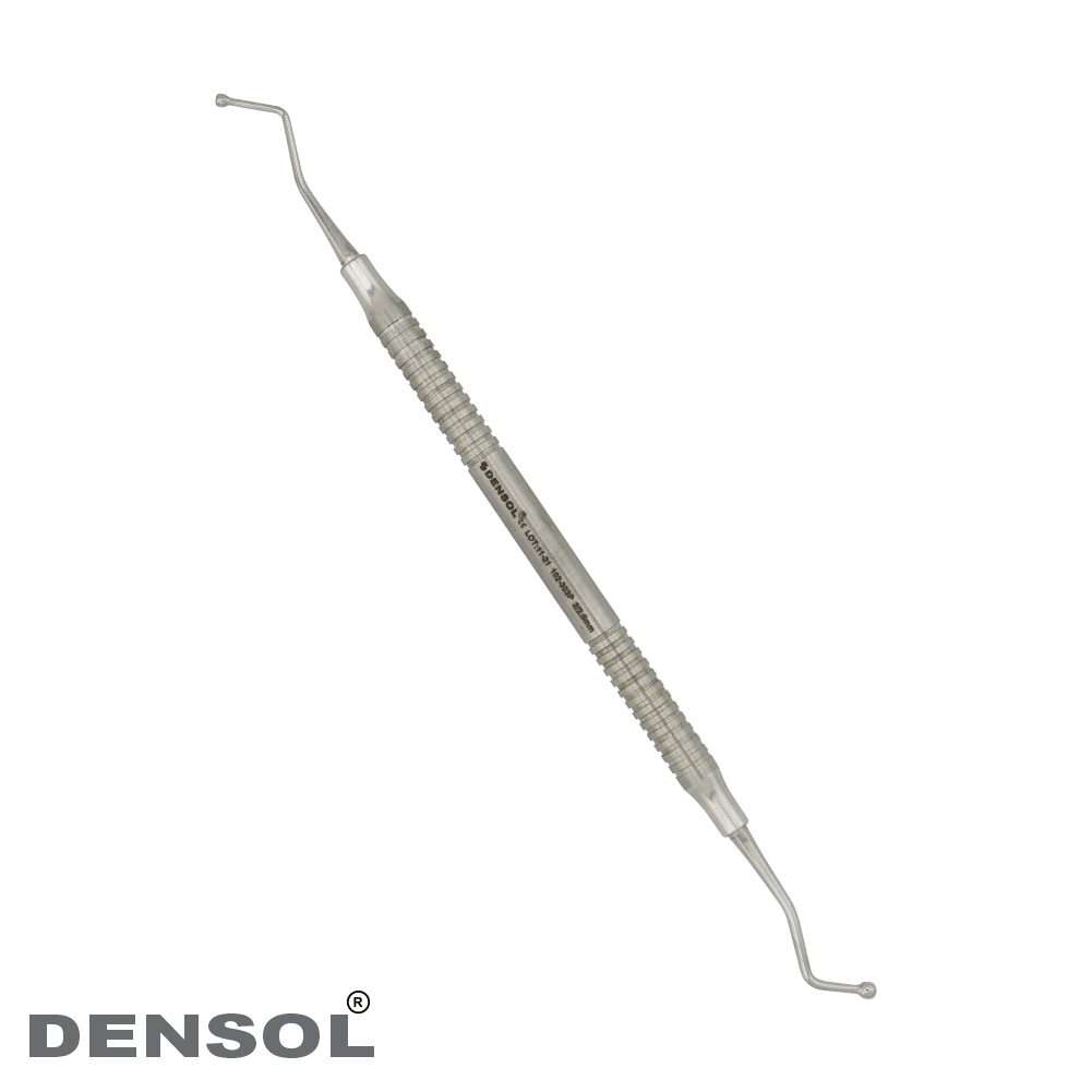 Dental Filling Ball Burnishers 2.0/2.5mm: Double-ended stainless steel dental instrument with textured handle and curved tips for composite filling procedures, featuring 2.0mm and 2.5mm ball ends for precise shaping and polishing of dental restorations