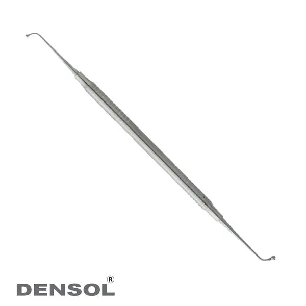 Dental Filling Instrument Hopson 2.0/2.5mm, stainless steel dental tool with long slender handle and curved ends for composite filling procedures, shown against white background with Densol brand name visible